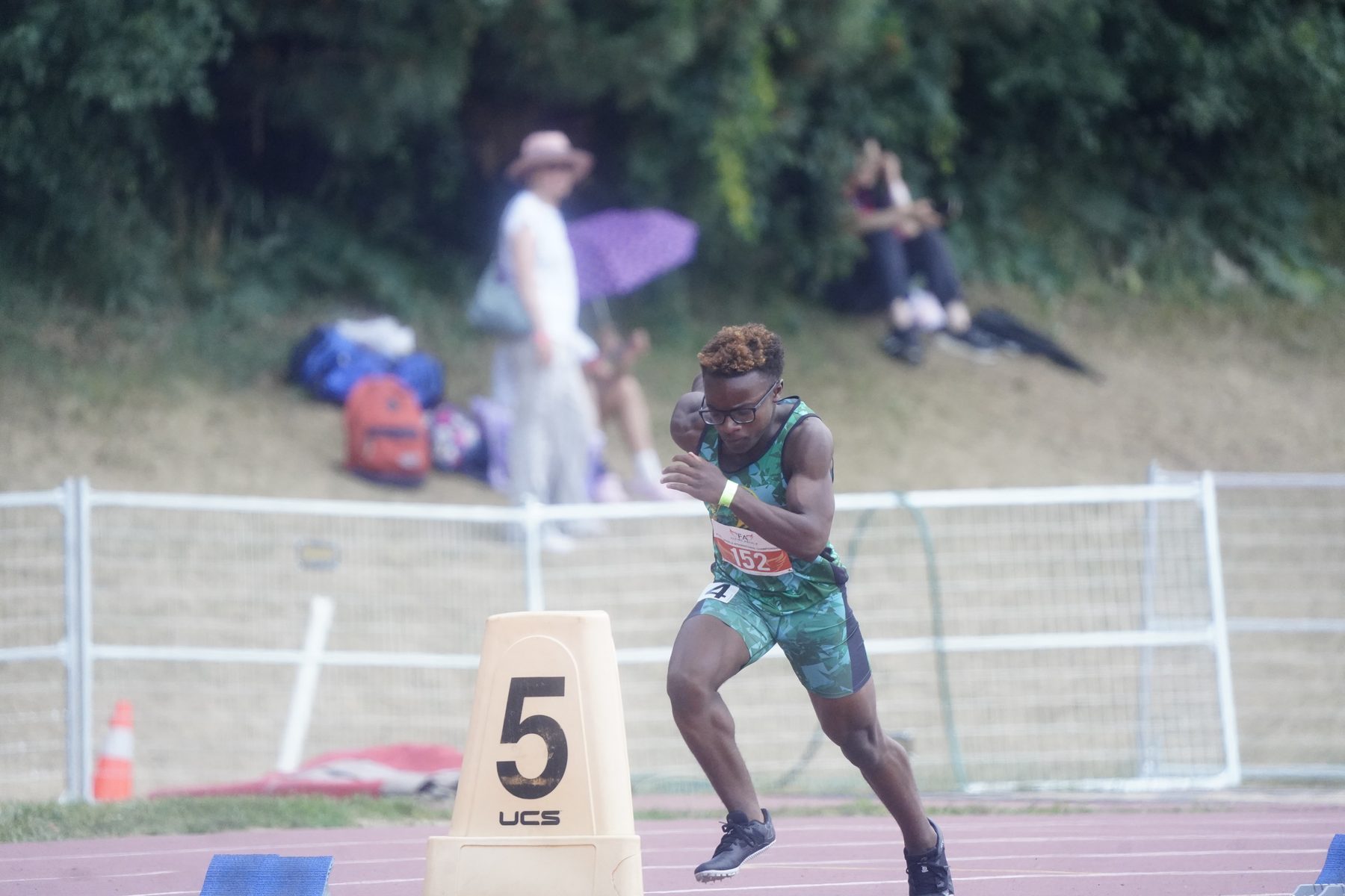 Determined solo sprinter on the track