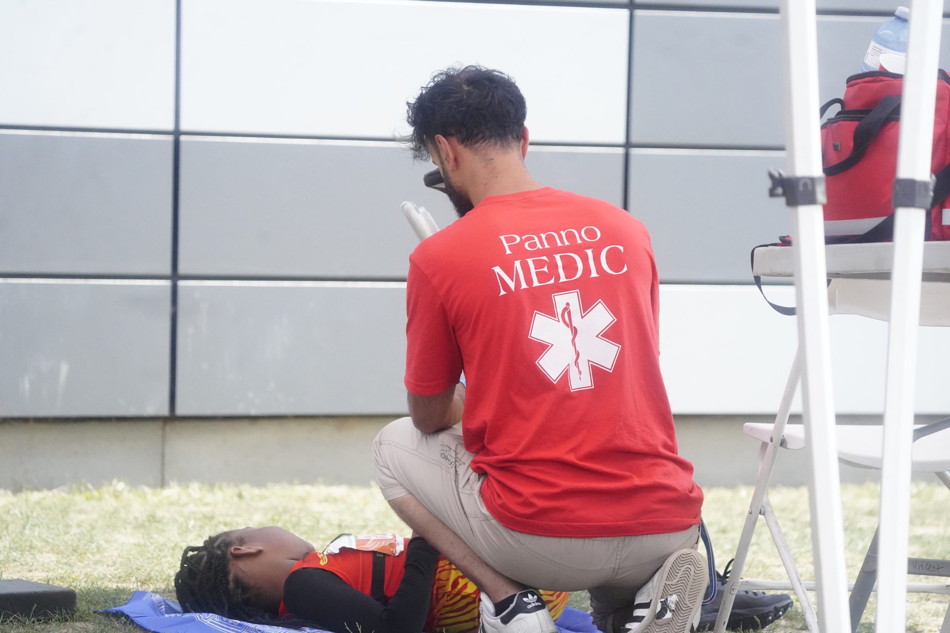 Medical staff caring for an athlete